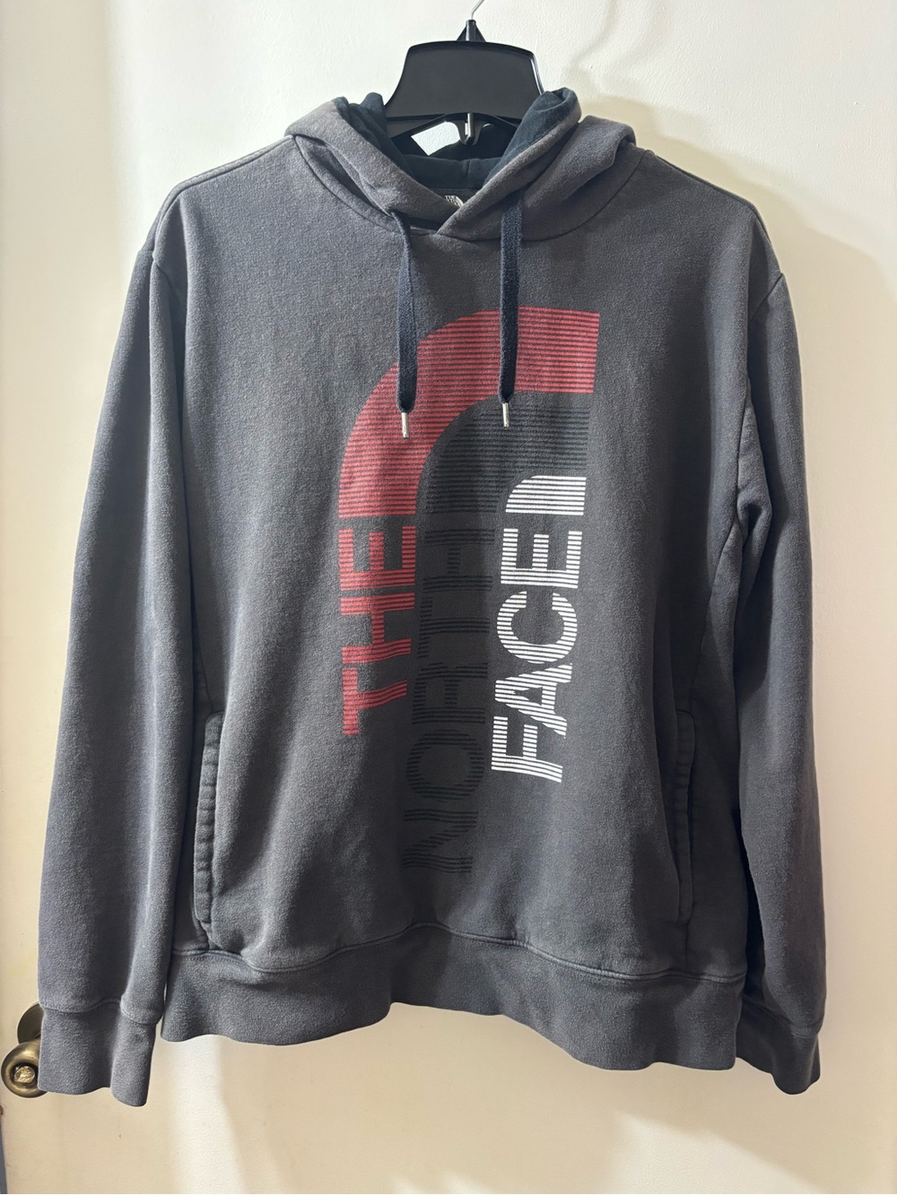 The North Face Gray Hoodie with Red Graphic